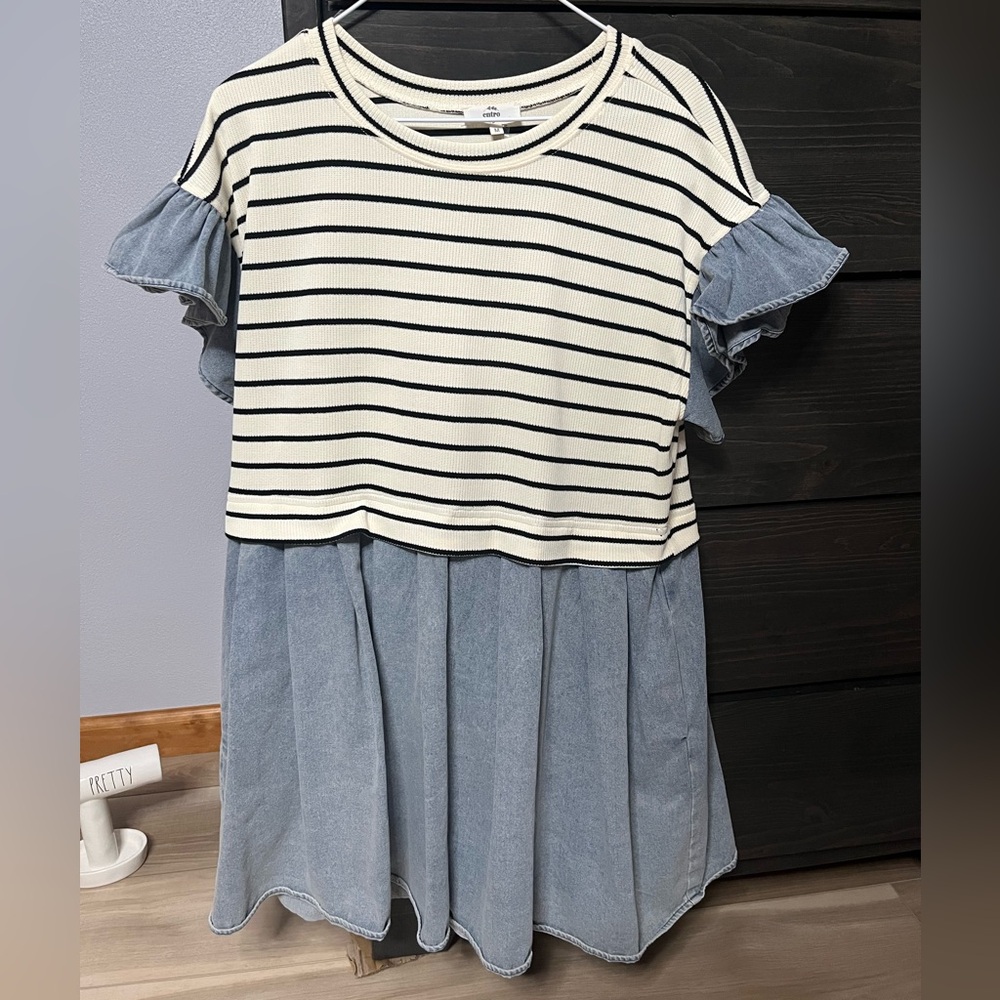 Striped Ruffle Sleeve Dress